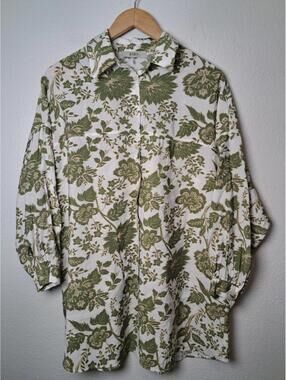 ESIO WOMAN Green White Button down Blazer Shirts Sz 1/M